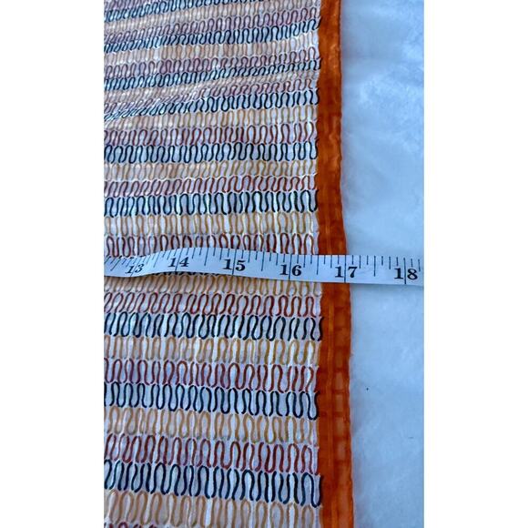 Vintage Charles Jourdan Sheer Orange Yellow Black Raw Edge Silk Scarf Geometric - Picture 3 of 5